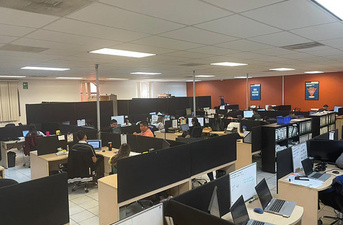 Office with working stations according divisions